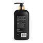 Black bottle with pump on a white background